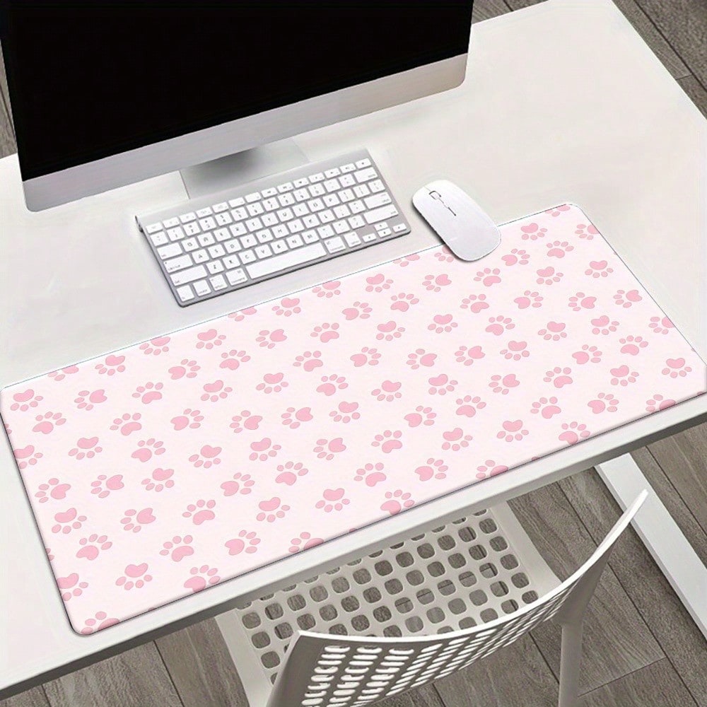 Gaming Keyboard Typewriter - Tapis de bureau imprimé patte rose,