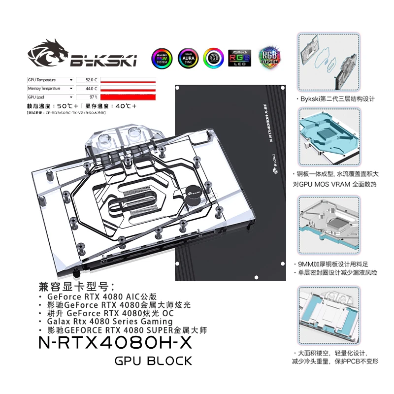Bloc d'eau Bykski pour carte g - Nvidia Vga Rtx 4080 avis et prix